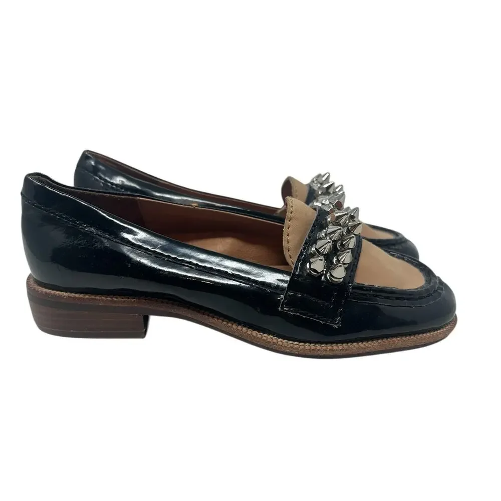 Jeffrey Campbell Bite-2 Studded Loafers‎ Patent Leather Black Size 37 US 6.5
